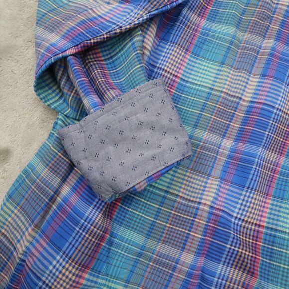 Tommy Bahama Men's Blue Plaid Long Sleeve Silk Blend Button Up Shirt size XL - Picture 4 of 9